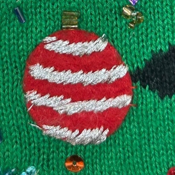 Star Blue Originals Black Knit Christmas Tree Sweater w/ Beads & Sequins Size XL - Picture 8 of 8